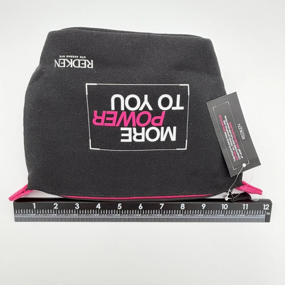 Redken More Power To You‎ Black Canvas Cosmetic Makeup Bag Travel Pouch NWT